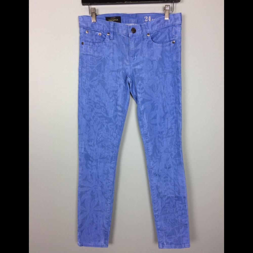J. Crew Toothpick Ankle Jeans Patterned Denim